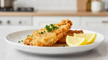 Deliziosi filetti di merluzzo croccanti preparati nella friggitrice ad aria.