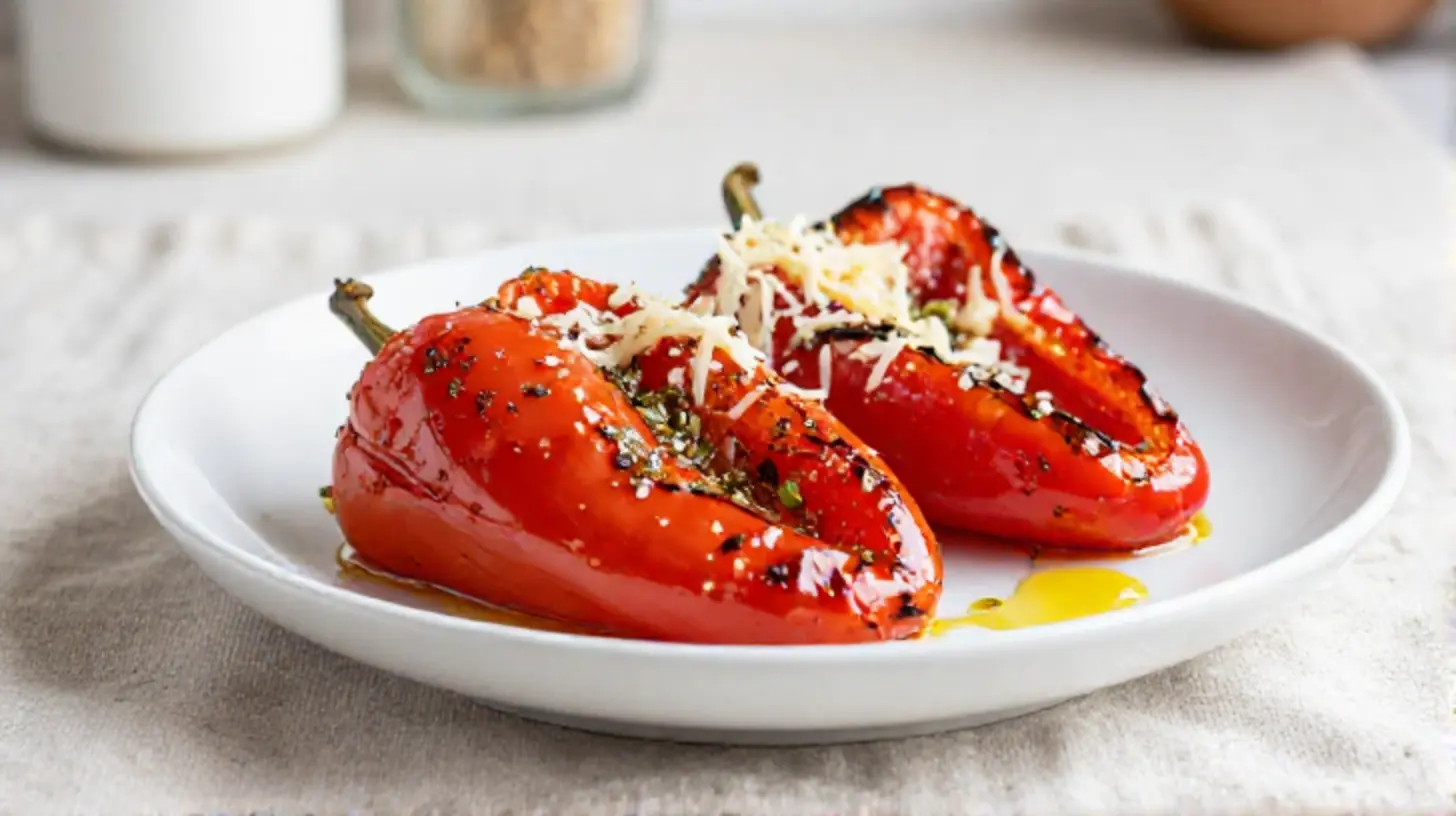 Deliziosi peperoni gratinati cucinati nella friggitrice ad aria per un piatto sano e saporito.