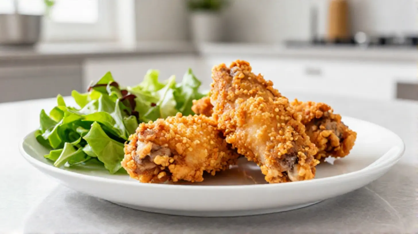 Deliziose ali di pollo croccanti cotte nella friggitrice ad aria per un pasto leggero.
