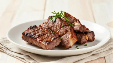 Delizioso arrosto cotto nella friggitrice ad aria, perfetto per una cena sana e gustosa.