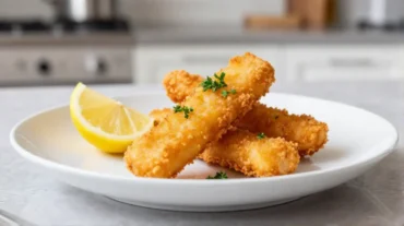 Deliziosi bastoncini di pesce croccanti preparati in friggitrice ad aria.