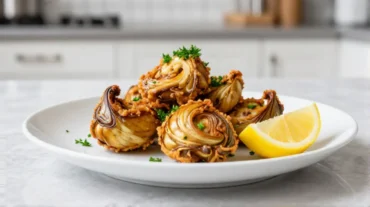 Deliziosi carciofi croccanti preparati con la friggitrice ad aria per un gusto unico.