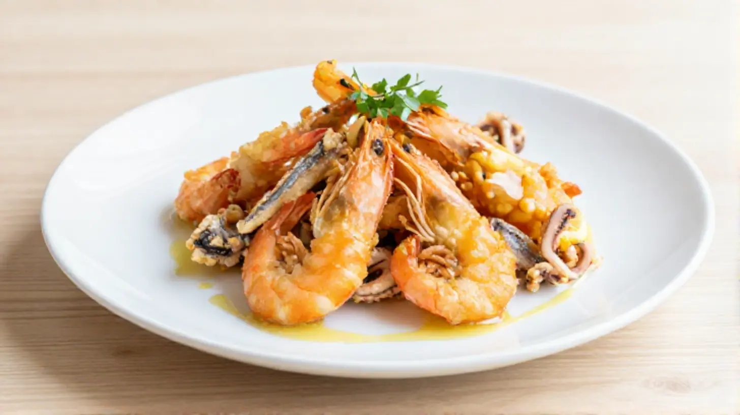 Deliziosa frittura di pesce preparata nella friggitrice ad aria, leggera e croccante.