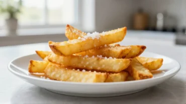 Deliziose patatine fritte preparate con la friggitrice ad aria, croccanti e leggere.