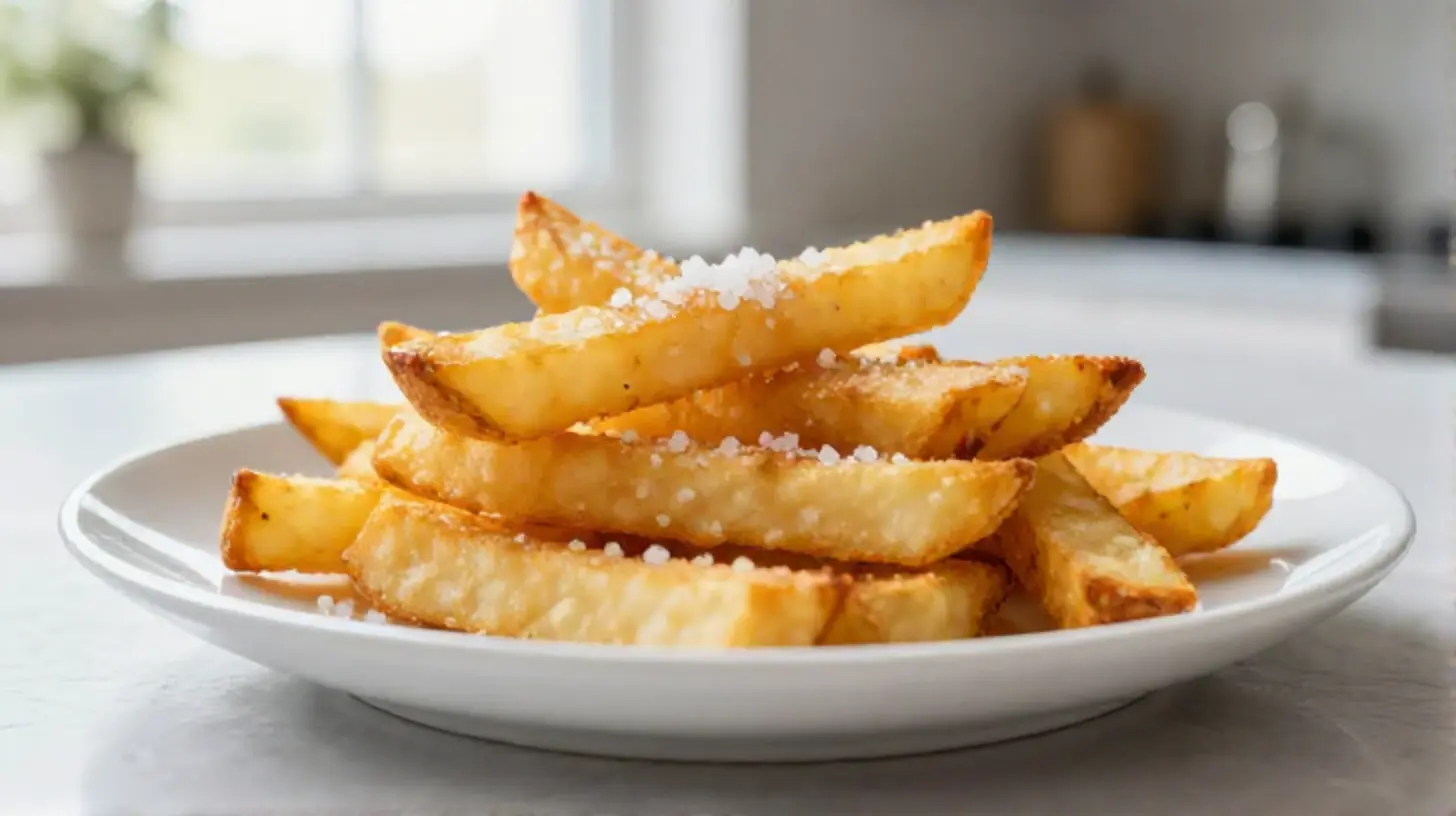 Deliziose patatine fritte preparate con la friggitrice ad aria, croccanti e leggere.