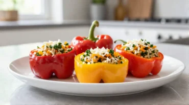 Deliziosi peperoni ripieni preparati in friggitrice ad aria, perfetti per un pasto sano.