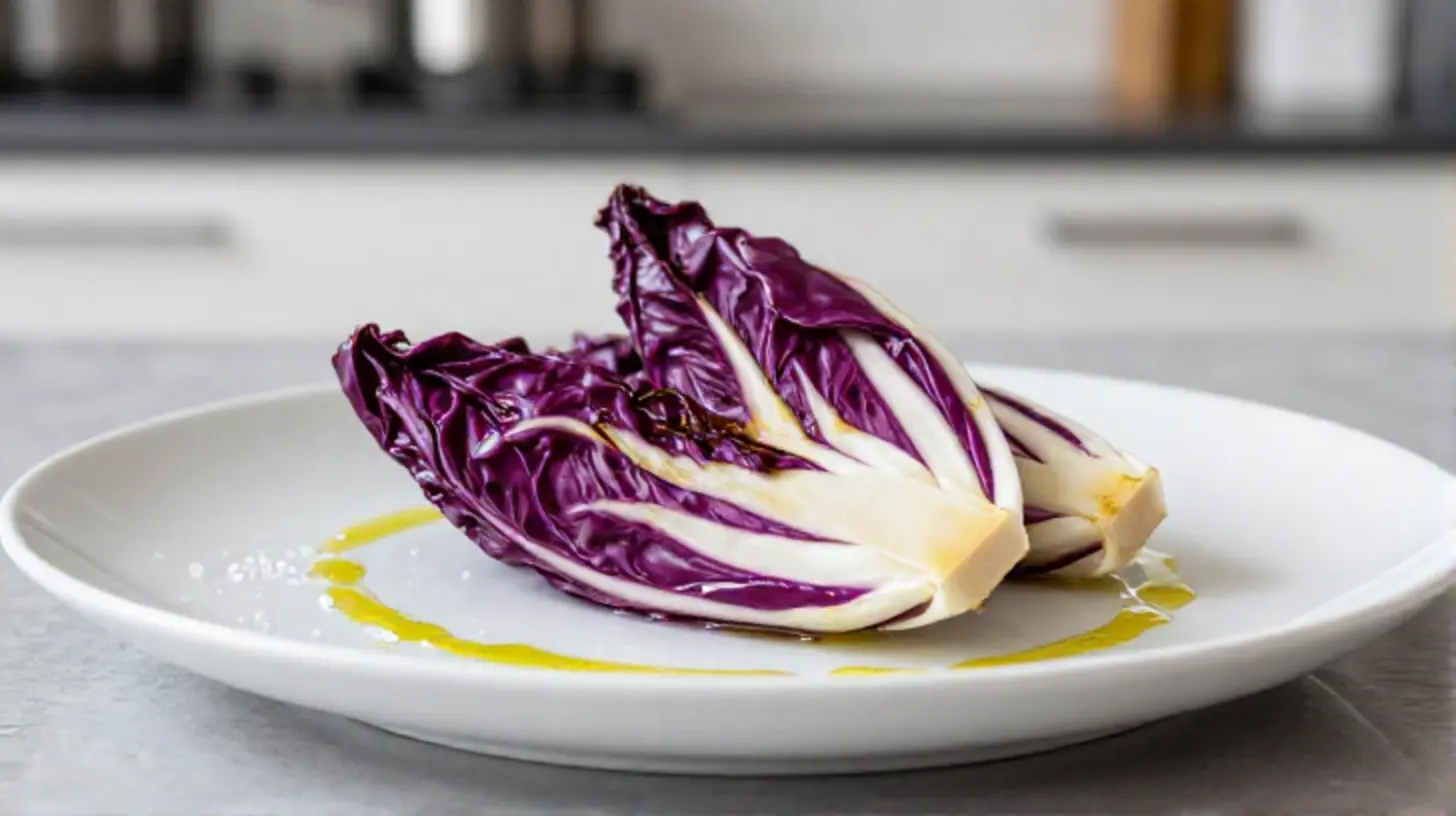 Delizioso radicchio croccante cotto nella friggitrice ad aria, pronto per essere gustato.