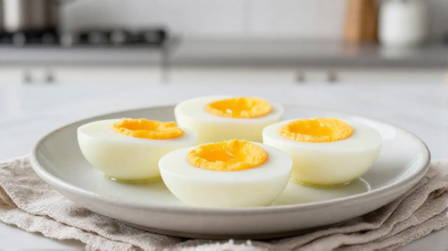 Deliziose uova sode preparate nella friggitrice ad aria per un piatto sano e semplice.