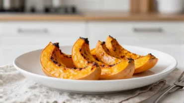 Deliziosa zucca croccante preparata nella friggitrice ad aria per un pasto leggero e aromatico.