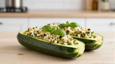 Deliziose zucchine ripiene preparate nella friggitrice ad aria.