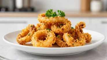 Deliziosi calamari gratinati nella friggitrice ad aria, croccanti e saporiti.