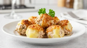 Deliziose polpette di tonno e patate cotte in friggitrice ad aria, perfette per un pasto leggero.