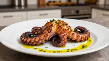 Delizioso polpo preparato nella friggitrice ad aria per una cottura leggera e croccante.