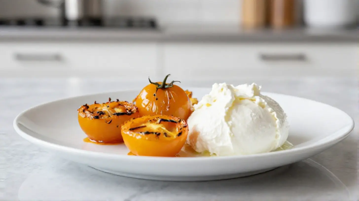 Deliziosa ricotta e pomodorini cotti nella friggitrice ad aria per un piatto leggero e saporito.